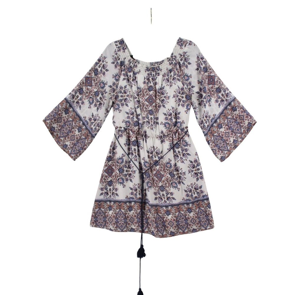 Vintage Bohemian Floral Rwish4u Bell Sleeve Tunic‎ Dress Size XL